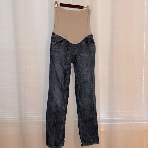 American S Maternity Straight Leg Stretch Jeans Embellished Back Pockets - Picture 1 of 12